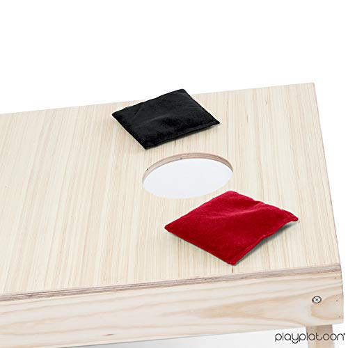 Play Platoon Premium Weather Resistant Duck Cloth Cornhole Bags - Set of 8 Bean Bags for Corn Hole Game - 4 Red & 4 Black.