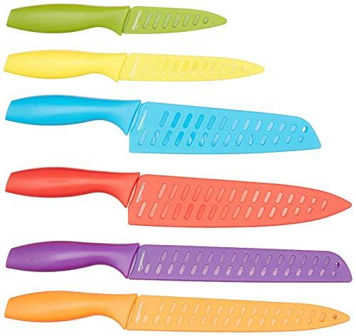 AmazonBasics 12-Piece Colored Kitchen Knife Set