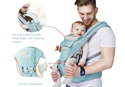 Ergonomic 360° Baby Soft Carrier, Comfortable Adjustable Positions,Breastfeeding Fits All Newborn Toddler,HipSeat Infant Child Carrier, All Seasons,Perfect for Hiking Shopping Travelling (Light Blue)