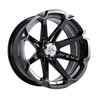 Four 32x10-15 TUSK TERRABITES mounted on Four MOTOSPORT ALLOYS M12 DIESEL Wheels - 4/156 Bolt Pattern - POLARIS RZR GENERAL RANGER SPORTSMAN 1000 900 800 570 (Black)