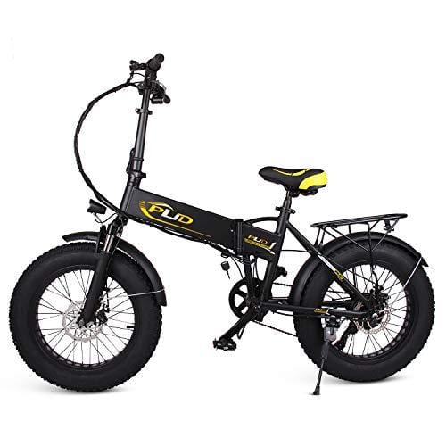 ENGWE PLID-1 Beach Fat Tire Electric Bike – Foldable 20-inch Wheels Off-Road eBike with Power Assist, Rear Shelf and Shimano 6-Speed Gear Shifts