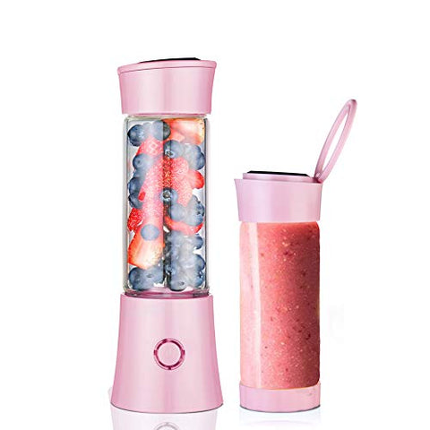 Portable Blender with Travel Cup and Lid, USB Rechargeable Personal Smoothie Blender, Cordless Handheld Small Mini Single Serve Juicer Blender