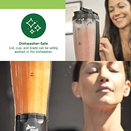 Polar Blend Portable and Cordless Blender - USB Rechargeable with Leak-Proof Lid Ideal for Shakes and Smoothies - Convenient for Travel, Office, and Gym Use (24 oz.)