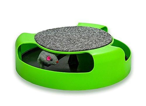 AroPaw Cat Toys Interactive - Cat Toy with Rotating Running Mouse and A Two in One Scratching Pad - Catch The Mouse - Catnip Toy Mouse (Catnip Not Included) - Quality Kitten Toys