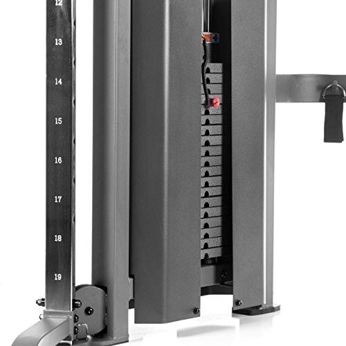 XMark Functional Trainer Cable Machine with Dual 200 lb Weight Stacks, 19 Adjustments, and Accessory Package XM-7626 (Gray)