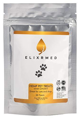ElixrMED Organic Hemp Oil Treats for Dogs and Cats - Full Spectrum Hemp Oil Nuggets for The Relief of Anxiety, Inflammation, Painful Joints, and Overall Wellness for Your Dogs and Cats