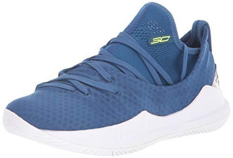 Under Armour Boys' Grade School Curry 5 Basketball Shoe, Moroccan Blue (401)/White, 7