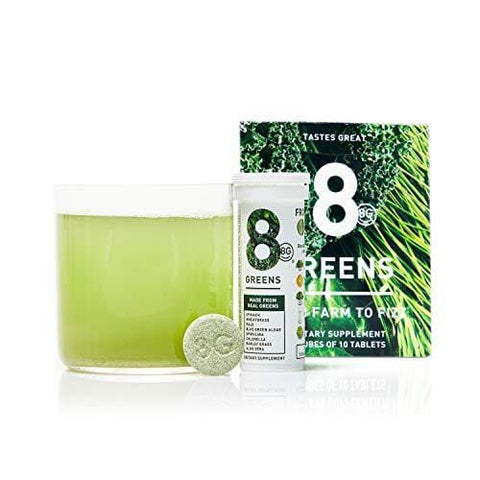 8Greens Effervescent Super Greens Dietary Supplement - 8 Essential Healthy Real Greens in One (6 Tubes / 60 Tablets)