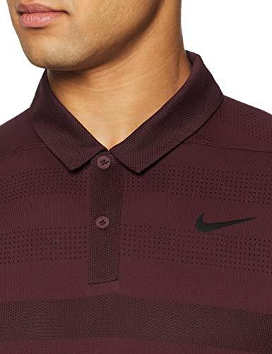 NIKE Zonal Cooling Stripe Golf Polo 2018 Burgundy Crush/Black Large
