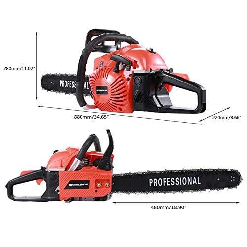 IOOkME-H 20" 62CC Gas Chainsaw Single Cylinder Automatic Chain Oiler, Professional Great Handbar Electric Chain Saws (Red)