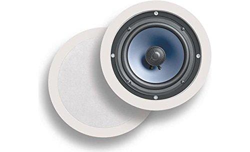 Polk Audio RC60i 2-way Premium In-Ceiling 6.5" Round Speakers, Set of 2 Perfect for Damp and Humid Indoor/Outdoor Placement - Bath, Kitchen, Covered Porches (White, Paintable Grille)