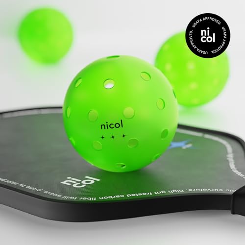 Nicol 3-Star Pickleball Balls - Long Lasting Outdoor Weatherproof Balls - Tournament and Competition Ready - 4 Pack of Regulation Balls