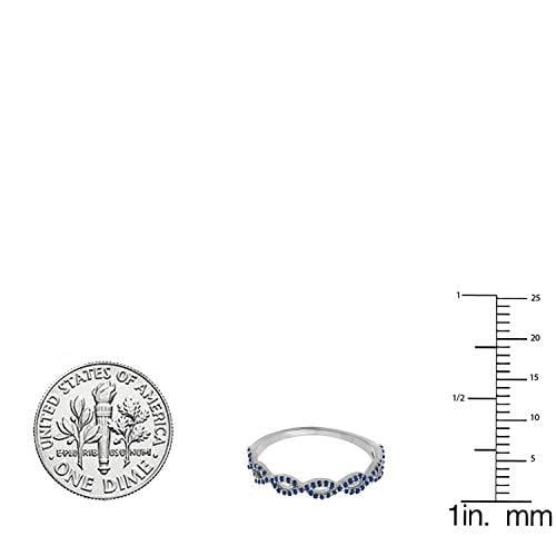 Dazzlingrock Collection 10K Round Blue Sapphire Ladies Swirl Anniversary Wedding Band Stackable Ring, White Gold, Size 5 - Ultra Pickleball