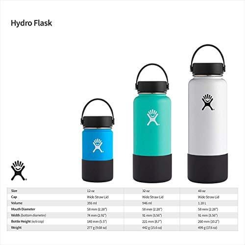 Hydro Flask Wide Mouth Stainless Steel Sports Water Bottle Matching BPA Free Flex Cap and Soft Silicone Flex Boot (Mint)