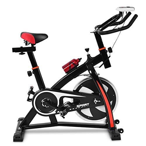 GOPLUS Adjustable Exercise Bike, Stationary Bike, Indoor Cycle Bike, with Heart Rate Sensors, LCD Display, Professional Exercise Bike for Home and Gym Use
