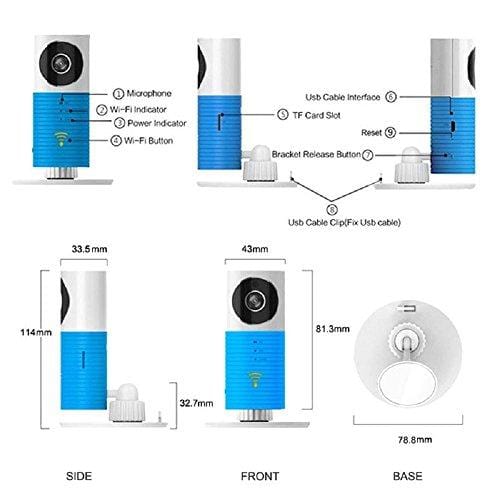 WiFi Doggie Cam Monitor, 3T Clever Dog 2nd Generation 120 ° Wide Angle Wireless Security WiFi Camera Support Android iOS APP Remote Control