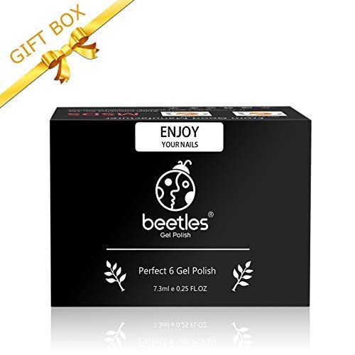 Beetles Gel Nail Polish Set, Red Orange Glitter Gel Polish Kit Soak Off Led Lamp Required Nail Gel Polish Kit Nail Art Gift Box