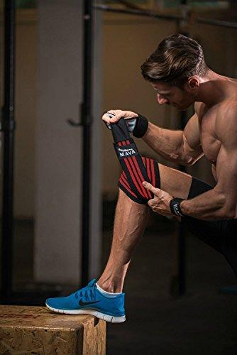 Knee Wraps for Cross Training WODs,Gym Workout,Weightlifting,Fitness & Powerlifting– Pair- Best Knee Straps for Squats -for Men & Women- 72"-Compression and Elastic Support by Mava8482;