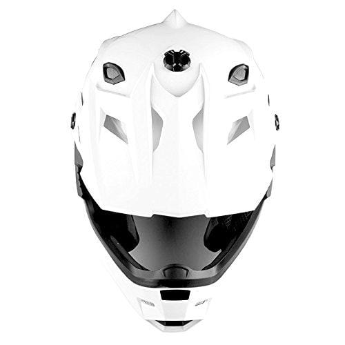 1Storm Adult Motocross Helmet BMX MX ATV Dirt Bike Helmet Racing Style Glossy White; + Goggles + Skeleton Black Glove Bundle