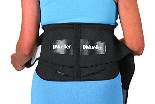 Mueller 255 Lumbar Support Back Brace with Removable Pad, Black, Regular(Package May Vary)