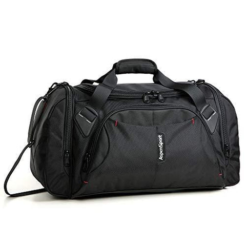 ASPENSPORT Duffel Bag for Travel Sport Gym Water Resistant Carry on 40 L Black