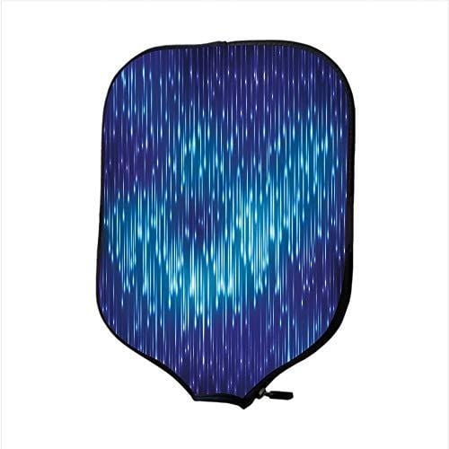 iPrint Neoprene Pickleball Paddle Racket Cover Case,Farmhouse Decor,Digital Made Psychedelic Abstract Cosmic Rain with Lights on Blurry Back,Blue Black,Fit for Most Rackets - Protect Your Paddle