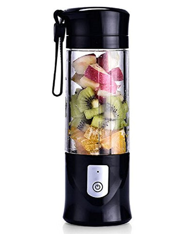 USB Electric Safety Juicer Cup, Fruit Juice mixer, Mini Portable Rechargeable /Juicing Mixing Crush Ice Blender Mixer ,420-530ml Water Bottle (Black)