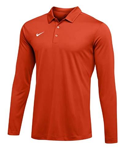NIKE Mens Dri-FIT Long Sleeve Polo Shirt (Orange, Medium)