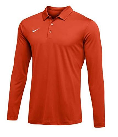 NIKE Mens Dri-FIT Long Sleeve Polo Shirt (Orange, Medium)