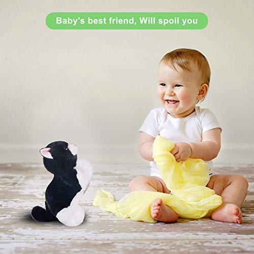 Black Plush Cat Stuffed Animal Interactive Cat Robot Toy, Barking Meow Kitten Touch Control, Electronic Cat Pet, Cat Kitty Toy, Animated Toy Cats for Girls Baby Kids L:12" H:8" W:5"
