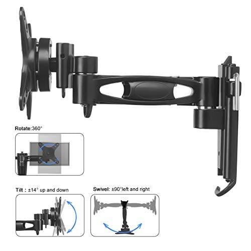 Suptek Aluminium Alloy Lockable RV TV Wall Mount for Most 13-24" LED, LCD, OLED and Flat Screen TVs on Motor Home Camper Truck Trailer, 10.04 inch from The Wall Swivel/Tilt/Extension Arm (MA2790-1)