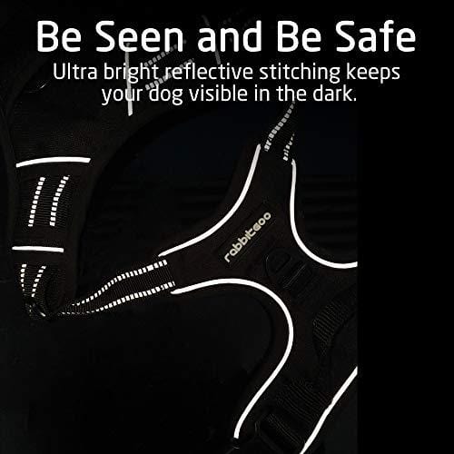 Rabbitgoo  Dog Harness No-Pull Pet Harness Adjustable Outdoor Pet Vest 3M Reflective Oxford Material Vest for Dogs Easy Control for Small Medium Large Dogs (Black, L)
