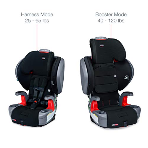 Britax Grow with You ClickTight Plus Harness-2-Booster Car Seat - 3 Layer Impact Protection - 25 to 120 Pounds, Jet Safewash Fabric [Newer Version of Pinnacle]