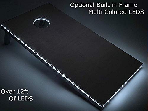 Tailgating Pros 4'x2' & 3'x2' Premium Woodgrain Cornhole Game w/Carrying Case & Set of 8 Corn Hole Bags - 150+ Color Combos! Optional LED Lights