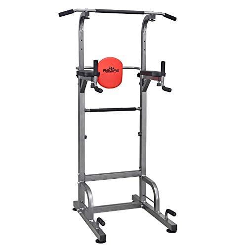 RELIFE REBUILD YOUR LIFE Power Tower Workout Dip Station for Home Gym Strength Training Fitness Equipment Newer Version