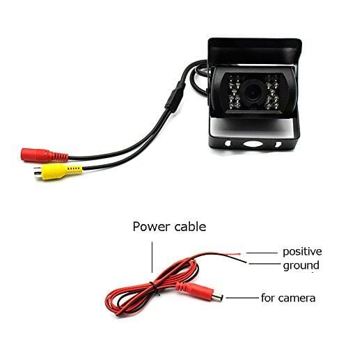 Camecho Truck Backup Camera Heavy Duty 18 LED IR Night Vision Waterproof Vehicle Rear View Camera 12 V 24V Backup Camera Without Guide Line (Rear Camera + 32.8 ft Cable)