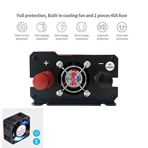 2000W (1000 watts continuous) Power Inverter for Home Car RV with 2 AC Outlets Power Converter 12V DC to 110V AC Inverter (Cigarette lighter adapter for device under 150W)