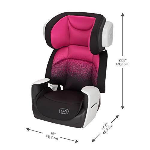 Evenflo Spectrum Belt-Positioning Booster Seat, 2-in-1 Booster Seat, Ergonomic Seat Base, Advanced Compression Technology, High-Back Booster, No-Back Booster, Two Cup Holders, Sunrise Pink