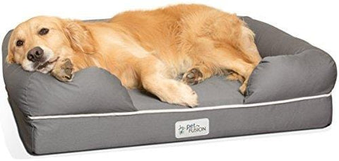 PetFusion Large Orthopedic Dog Bed, 4" Solid Memory Foam, Waterproof liner, Removable Cover. [Gray, Rectangle pet bed, dog couch, dog sofa, dog lounge]. Breathable cotton & polyester fiber blend
