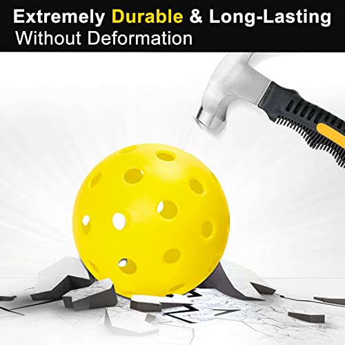 kisportee Pickleball Balls, USA Approved Pickleball, 40 Holes Outdoor Pickleball Balls for Sport Outdoor Play, Pickle Ball Balls with Bag, High Bounce & Durable, Good for All Pickleball Paddles