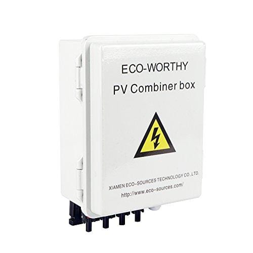 ECO-WORTHY 4 String PV Combiner Joint Box 10A Circuit Breakers for On/Off Grid Solar Panel System