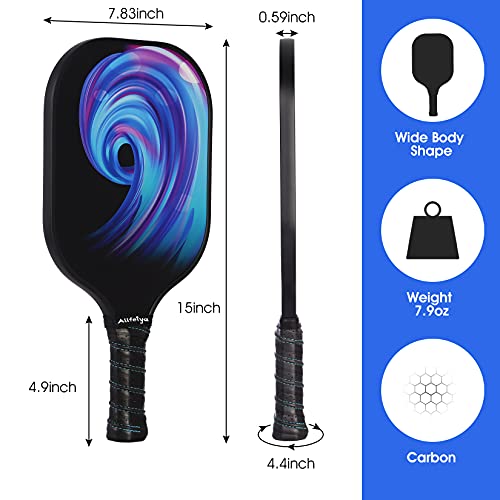 ALLFEIYA Pickleball Paddles Set of 2 Pickleball Paddles, 4 Pickleball Balls, 1 Bag and 2 Cooltowels ，Pickleball Paddles with Carbon Fiber Paddle Surface， Polypropylene Honeycomb Core, Edge Guard