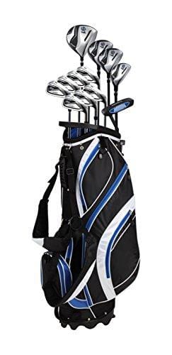 18 Piece Men's Complete Golf Club Package Set With Titanium Driver, #3 & #5 Fairway Woods, #4 Hybrid, 5-SW Irons, Putter, Stand Bag, 4 H/C's (Blue, Tall Size +1") [product _type] PreciseGolf Co. - Ultra Pickleball - The Pickleball Paddle MegaStore