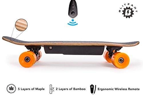 Blitzart Mini Flash 28" Electric Skateboard Electronic Hub-Motor 2.8" Wheel E-Skateboard (ORANGE)