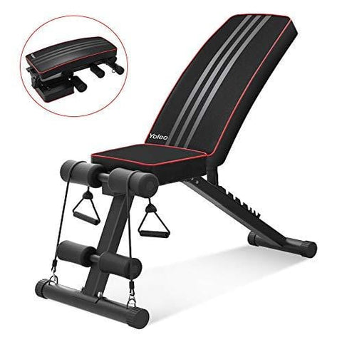 Yoleo Adjustable Weight Bench - Utility Weight Benches for Full Body Workout, Foldable Flat/Incline/Decline FID Bench Press for Home Gym
