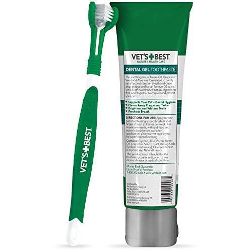 Vet's Best Dog Toothbrush and Enzymatic Toothpaste Set | Teeth Cleaning and Fresh Breath Kit with Dental Care Guide| Vet Formulated
