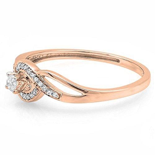 Dazzlingrock Collection 0.15 Carat (ctw) 10k Round Cut Diamond Ladies Engagement Bridal Promise Ring, Rose Gold, Size 8.5