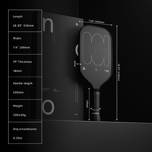 R-One Elongated Carbon Fiber Pickleball Paddle - 2023 Pickleball Racket with Long Handle - T700 Raw Carbon Fiber - Frosted Spin Surface - USAPA Approved by Nicol Pickleball (Design 1)