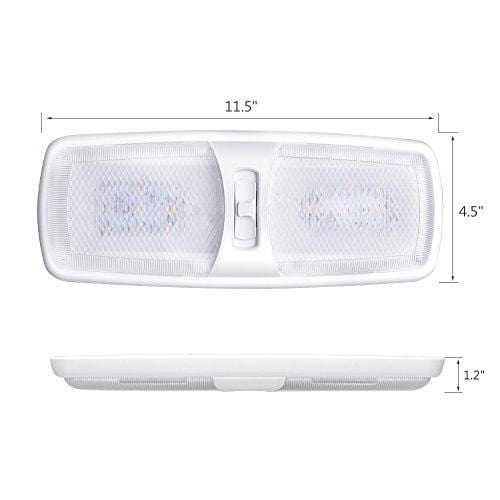 MICTUNING 12V LED RV Ceiling Double Dome Light Fixture 11.5 inches RV Interior Lighting with Switch for Trailer Camper (Warm White, Pack of 3)