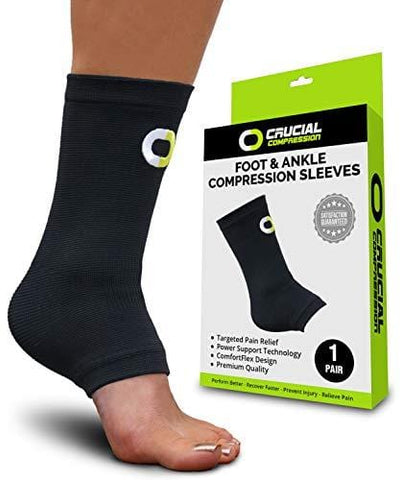 Ankle Brace Compression Sleeve for Men & Women (1 Pair) - BEST Ankle Support Foot Braces for Pain Relief, Injury Recovery, Swelling, Sprain, Achilles Tendon Support, Heel Spur, Plantar Fasciitis Socks [product _type] Crucial Compression - Ultra Pickleball - The Pickleball Paddle MegaStore